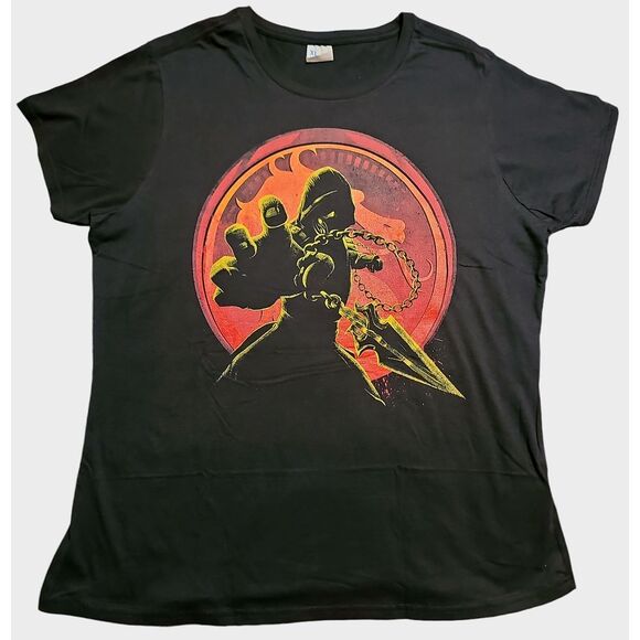 Tops - Mortal Kombat Raiden Graphic T-Shirt Black Cotton Casual Gaming Tee XL